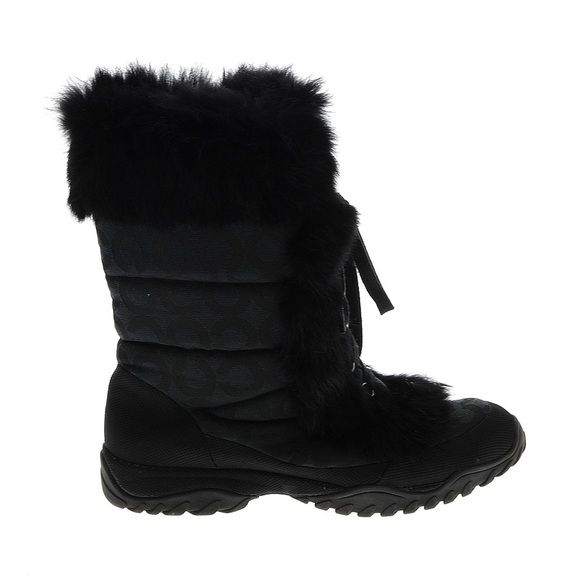 Rabbit fur lined coach booties. - Picture 6 of 7